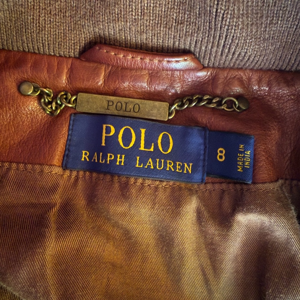 Vintage Polo Ralph Lauren Brown Leather Jacket - Size 8
